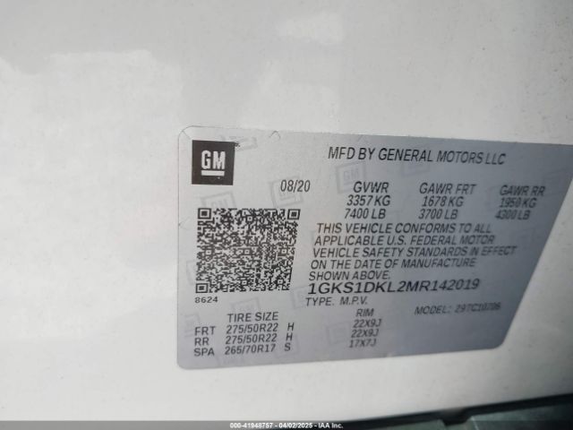 1GKS1DKL2MR142019 GMC Yukon 2wd Denali