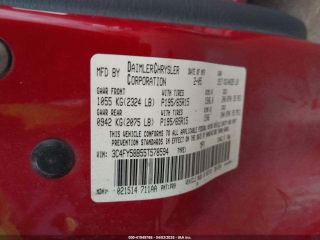2005 CHRYSLER PT CRUISER 3C4FY58B55T578594 Photo 8