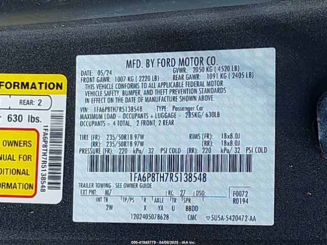 1FA6P8TH7R5138548 Ford Mustang Ecoboost Fastback
