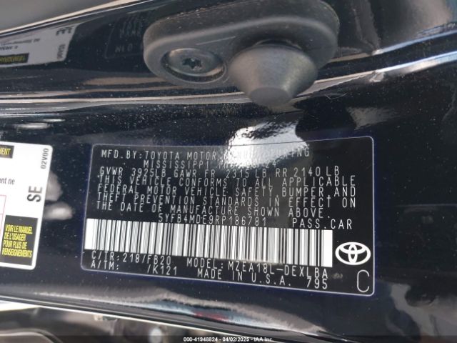 5YFB4MDE9RP186781 Toyota COROLLA LE