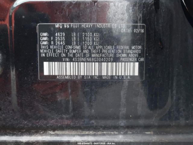 4S3BNEN68G3040209 Subaru Legacy 3.6r Limited