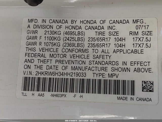 2HKRW6H34HH219033 Honda CR-V LX