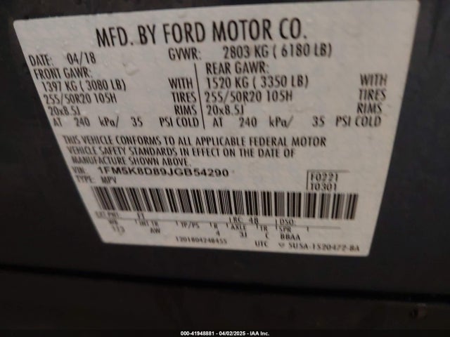 Ford EXPLORER XLT 2018 1FM5K8D89JGB54290 Image 9
