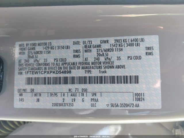 1FTEW1CPXPKD54898 Ford F-150 Xl