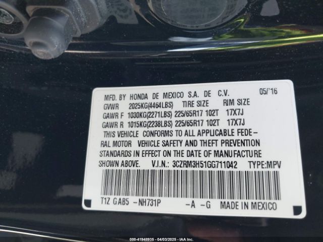 3CZRM3H51GG711042 Honda CR-V EX