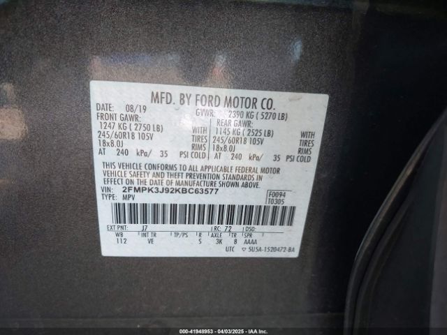 2FMPK3J92KBC63577 Ford EDGE SEL