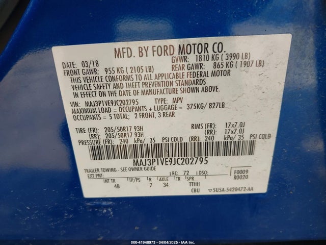 MAJ3P1VE9JC202795 Ford Ecosport Titanium