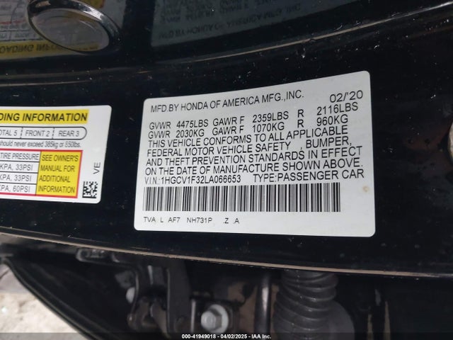 1HGCV1F32LA066653 Honda Accord Sport