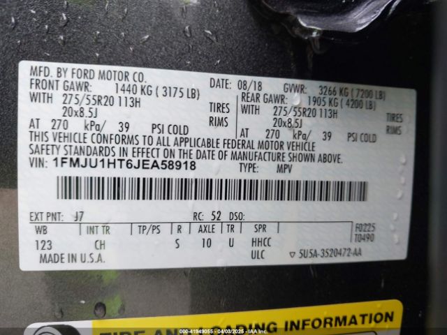 1FMJU1HT6JEA58918 Ford Expedition Xlt