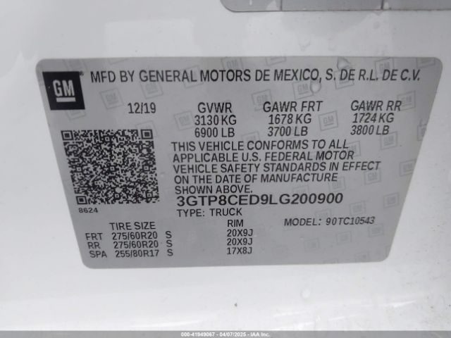 3GTP8CED9LG200900 GMC Sierra 1500 2wd  Short Box Elevation