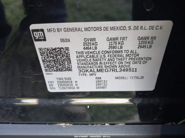 3GKALMEG7RL349511 GMC Terrain Fwd Sle