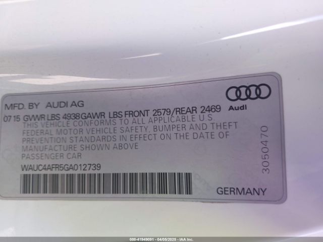 2016 AUDI S5 WAUC4AFR5GA012739 Photo 8