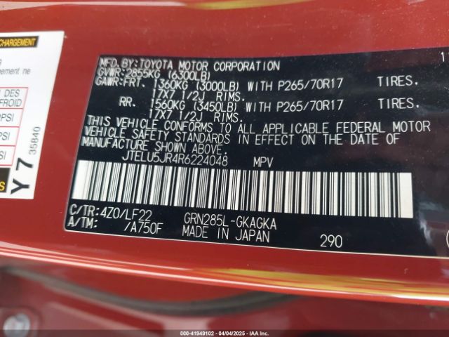JTELU5JR4R6224048 Toyota 4runner Trd Pro