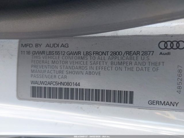 WAUW2AFC5HN080144 Audi A7 3.0t Premium Plus