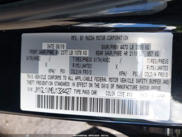 JM1GL1VM6J1324427 Mazda Mazda6 Touring
