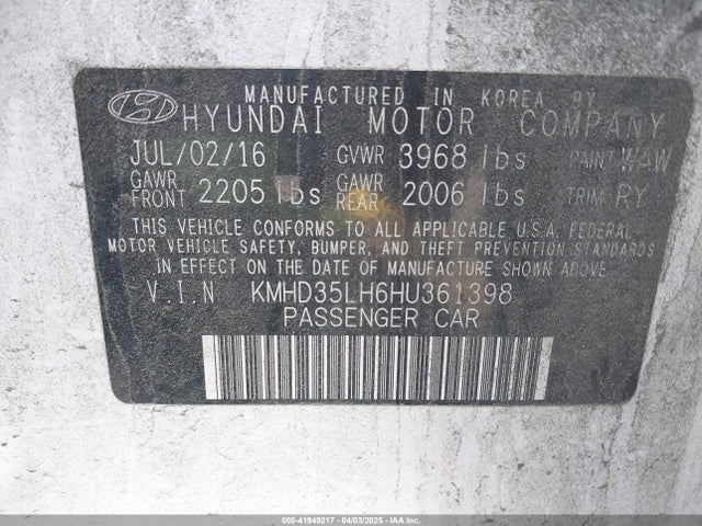 KMHD35LH6HU361398 Hyundai ELANTRA GT