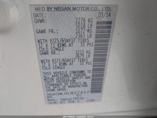 5N1AT2ML7EC827457 Nissan 2014