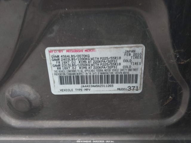 2010 MITSUBISHI OUTLANDER JA4AS3AW9AZ011265 Photo 8