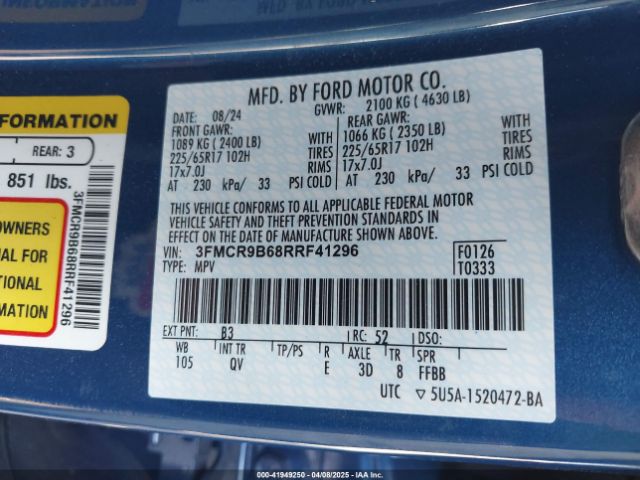 3FMCR9B68RRF41296 Ford Bronco Sport Big Bend