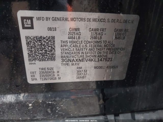 3GNAXNEV4KL147923 Chevrolet Equinox Premier