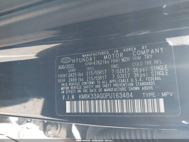 KM8K33AG0PU163484 Hyundai Kona