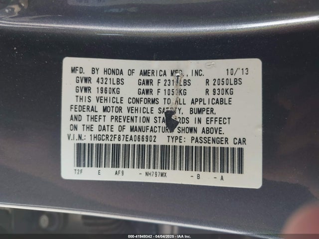 1HGCR2F87EA066902 Honda Accord Ex-l