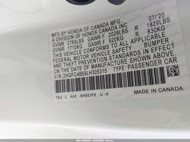 2HGFC4B69LH305315 Honda Civic Lx