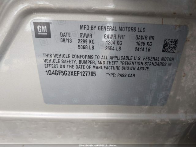 1G4GF5G3XEF127705 Buick Lacrosse Premium Ii Group