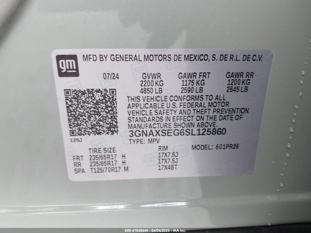 3GNAXSEG6SL125860 Chevrolet Equinox Awd Activ