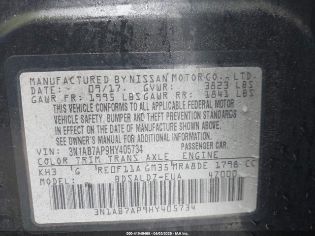 3N1AB7AP9HY405734 Nissan SENTRA SV