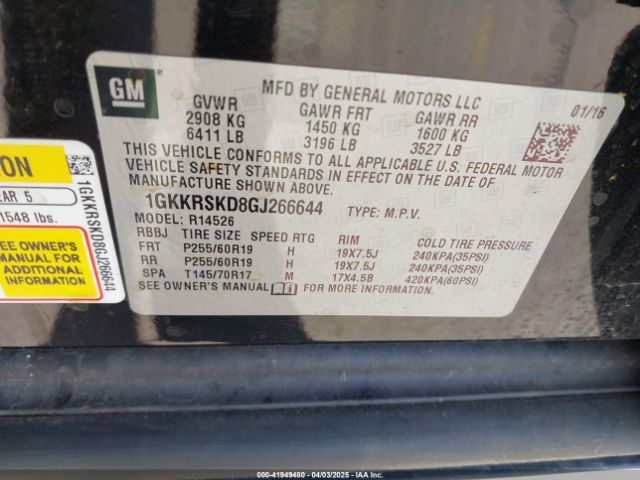1GKKRSKD8GJ266644 GMC Acadia Slt-2