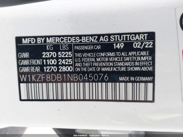W1KZF8DB1NB045076 Mercedes-Benz E 350