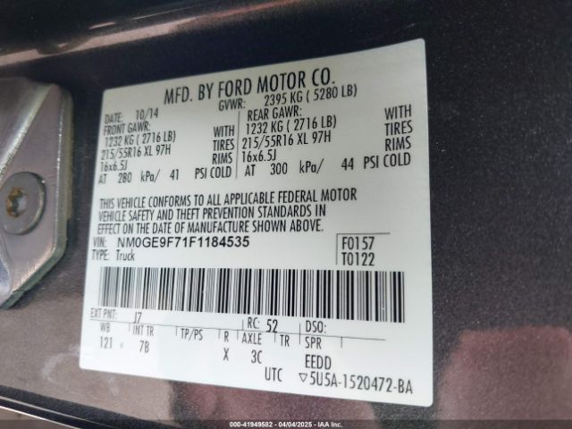 NM0GE9F71F1184535 Ford Transit Connect Xlt