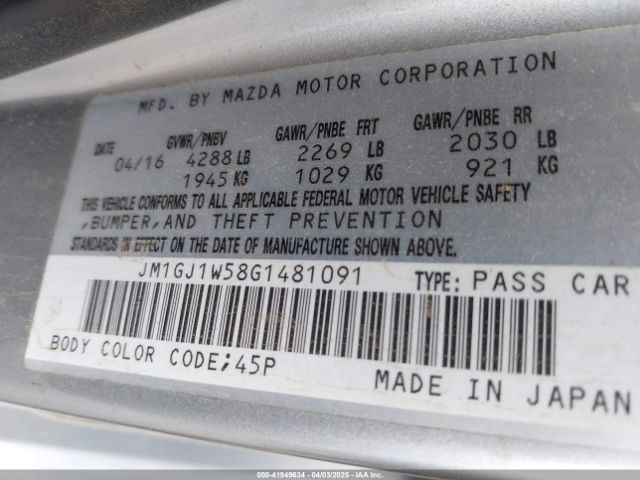 JM1GJ1W58G1481091 Mazda Mazda6 I Grand Touring