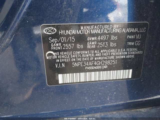5NPE34AF4GH298251 Hyundai Sonata Sport