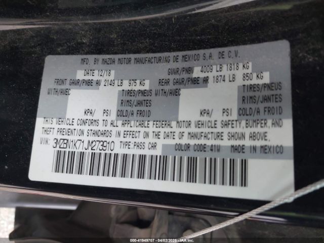 3MZBN1K71JM273910 Mazda Mazda3 Sport