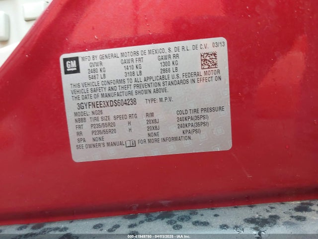 2013 CADILLAC SRX 3GYFNEE3XDS604238 Photo 8