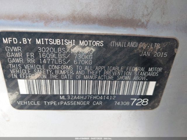 ML32A4HJ7FH041412 Mitsubishi MIRAGE ES