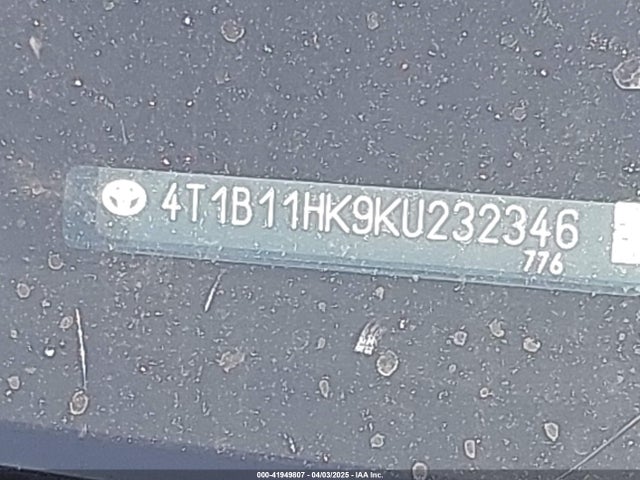 4T1B11HK9KU232346 Toyota a25a-fks