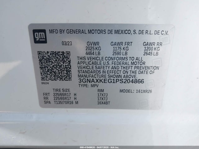 3GNAXKEG1PS204866 Chevrolet Equinox Fwd Lt