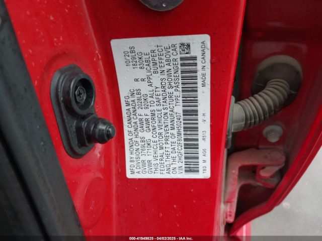2HGFC2F80MH502407 Honda Civic Sport