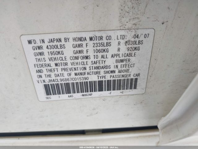 2007 ACURA TSX JH4CL96867C015390 Photo 8