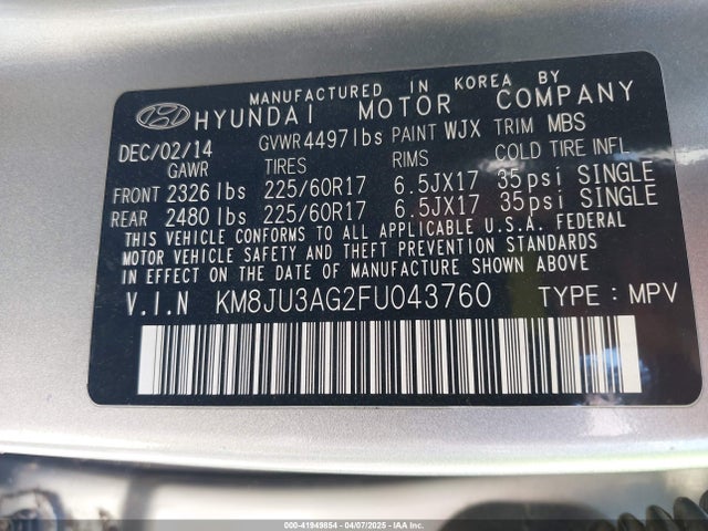 KM8JU3AG2FU043760 Hyundai TUCSON SE