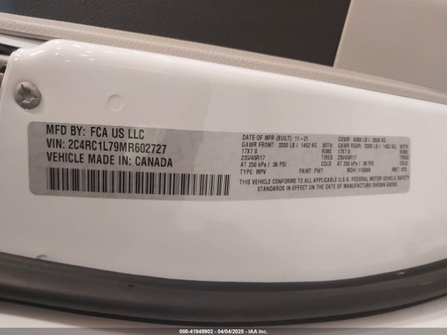 2C4RC1L79MR602727 Chrysler Pacifica Hybrid Touring L