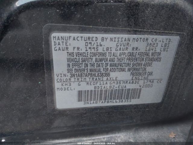 2017 NISSAN SENTRA 3N1AB7AP8HL638355 Photo 8