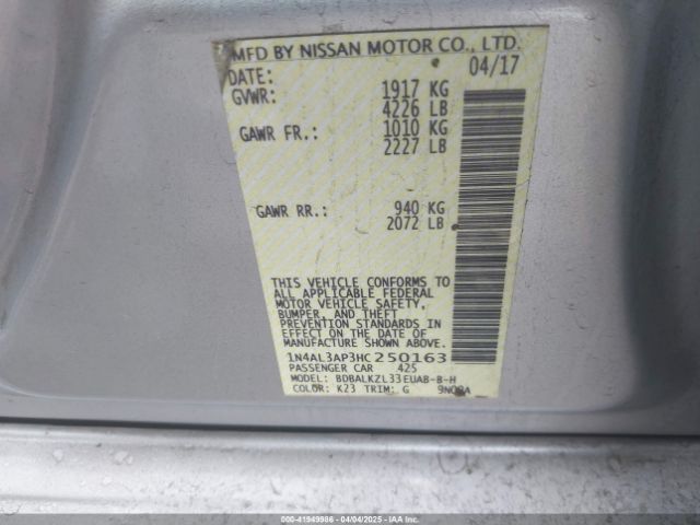 2017 NISSAN ALTIMA 1N4AL3AP3HC250163 Photo 8