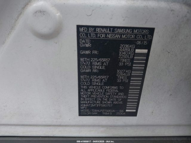 KNMAT2MT1FP580757 Nissan ROGUE S
