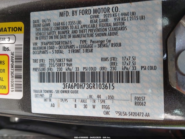 3FA6P0H73GR103615 Ford FUSION SE
