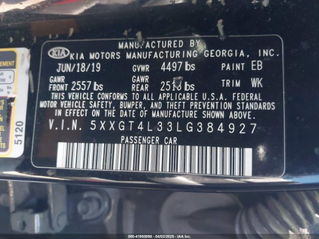 5XXGT4L33LG384927 KIA Optima Lx