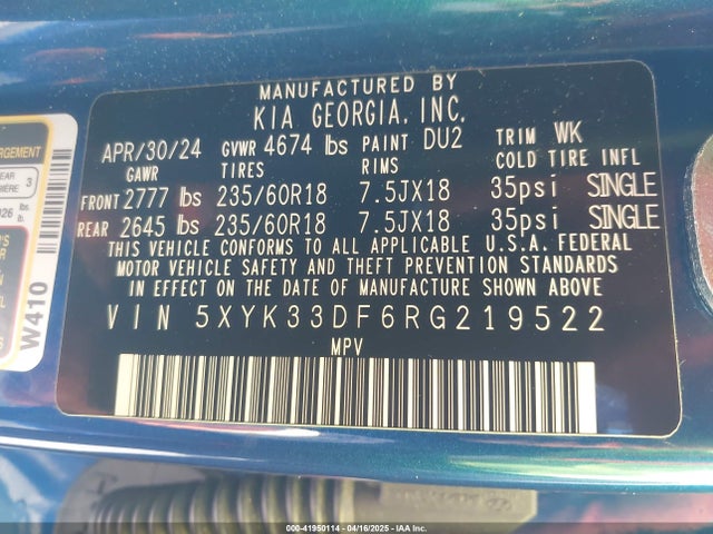 5XYK33DF6RG219522 KIA Sportage Ex
